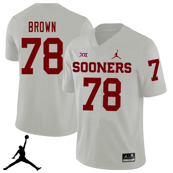 Jordan Brand Men #78 Orlando Brown Oklahoma Sooners 2018 College Football Jerseys Sale-White - Click Image to Close